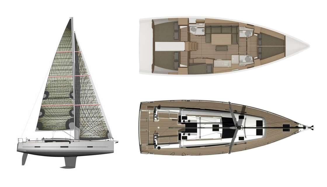 Layout of the boat Dufour 460 Grand Large