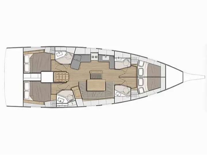 Layout of the boat Dufour 460 Grand Large