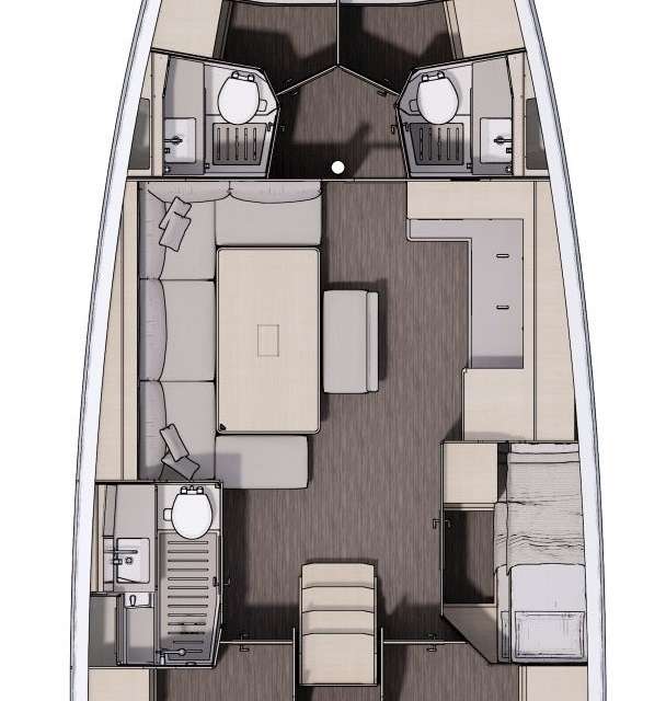 Layout of the boat Dufour 470