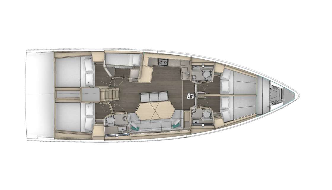 Distribución del barco Dufour 48