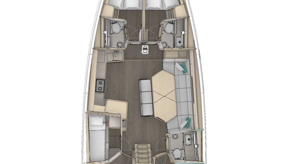 Distribución del barco Dufour 48