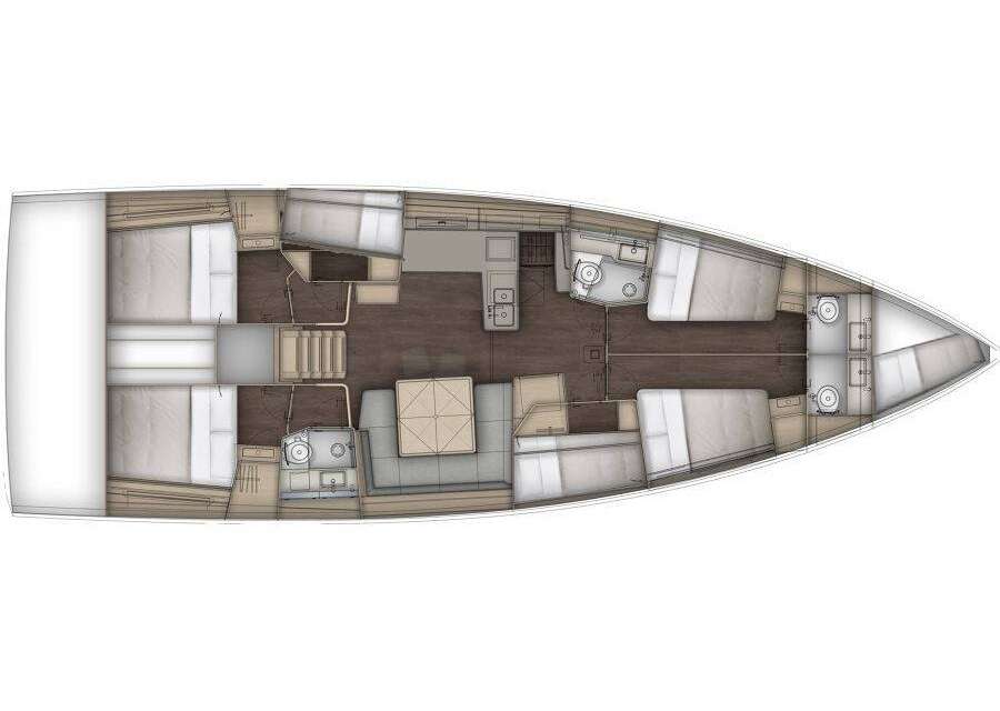 Distribución del barco Dufour 54