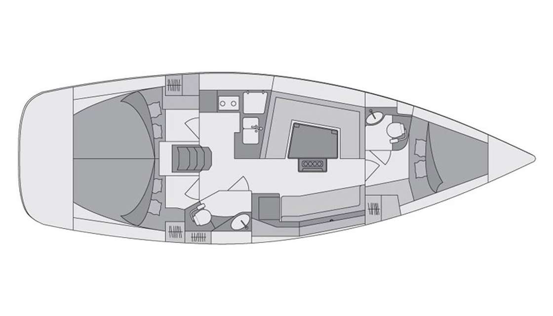 Layout of the boat Elan Impression 40