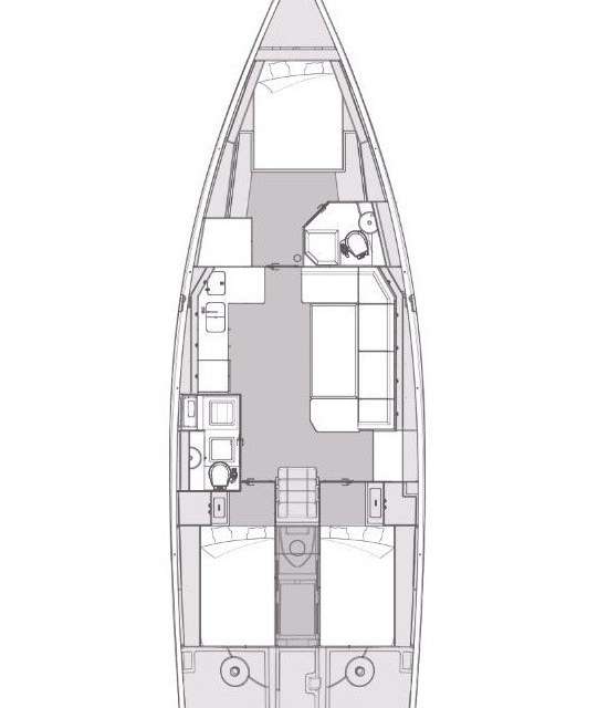 Layout of the boat Elan Impression 45