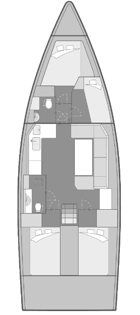 Layout of the boat Elan Impression 45