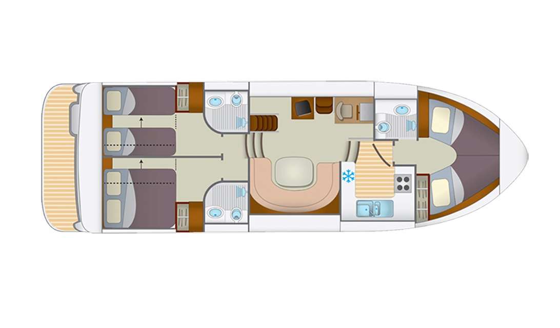 Distribución del barco Cruiser Premium 6 Pers
