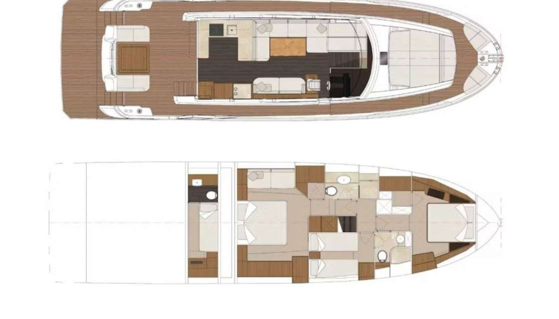 Distribución del barco Greenline 58 Fly