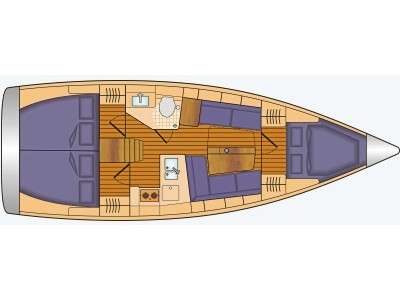 Layout of the boat Hanse 348