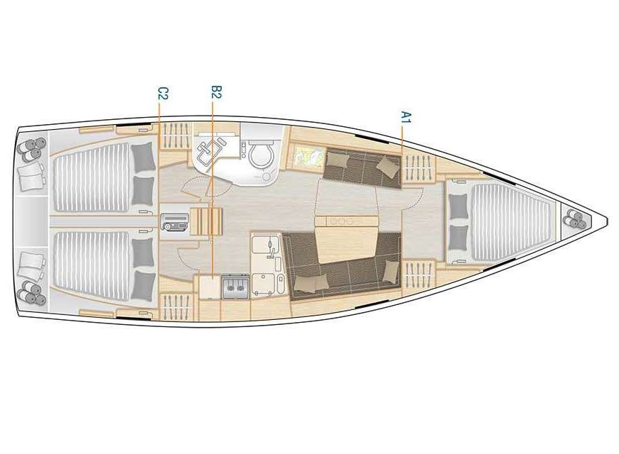 Piano della barca Hanse 388
