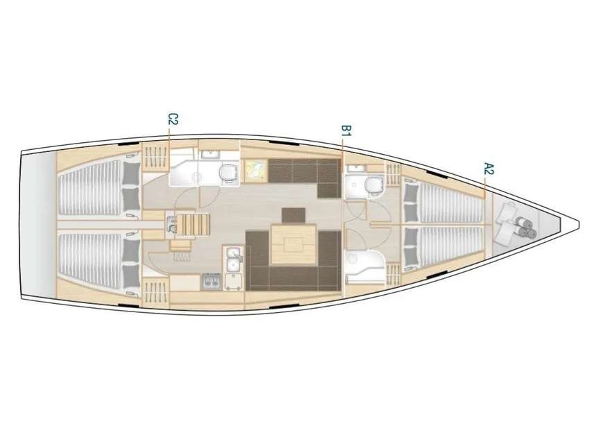 Distribución del barco Hanse 458