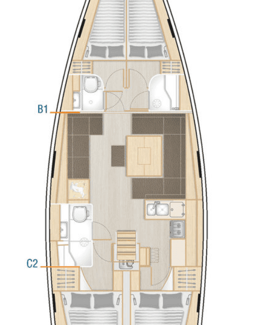 Layout of the boat Hanse 458