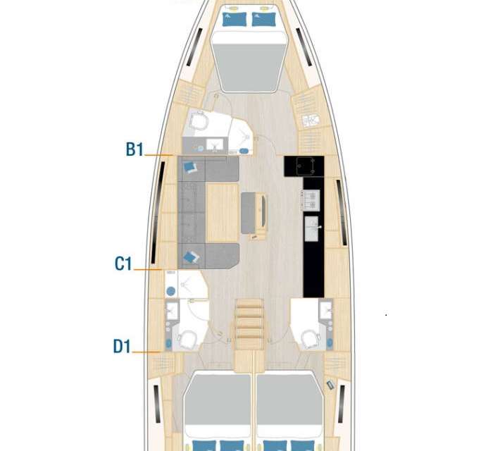 Layout of the boat Hanse 460