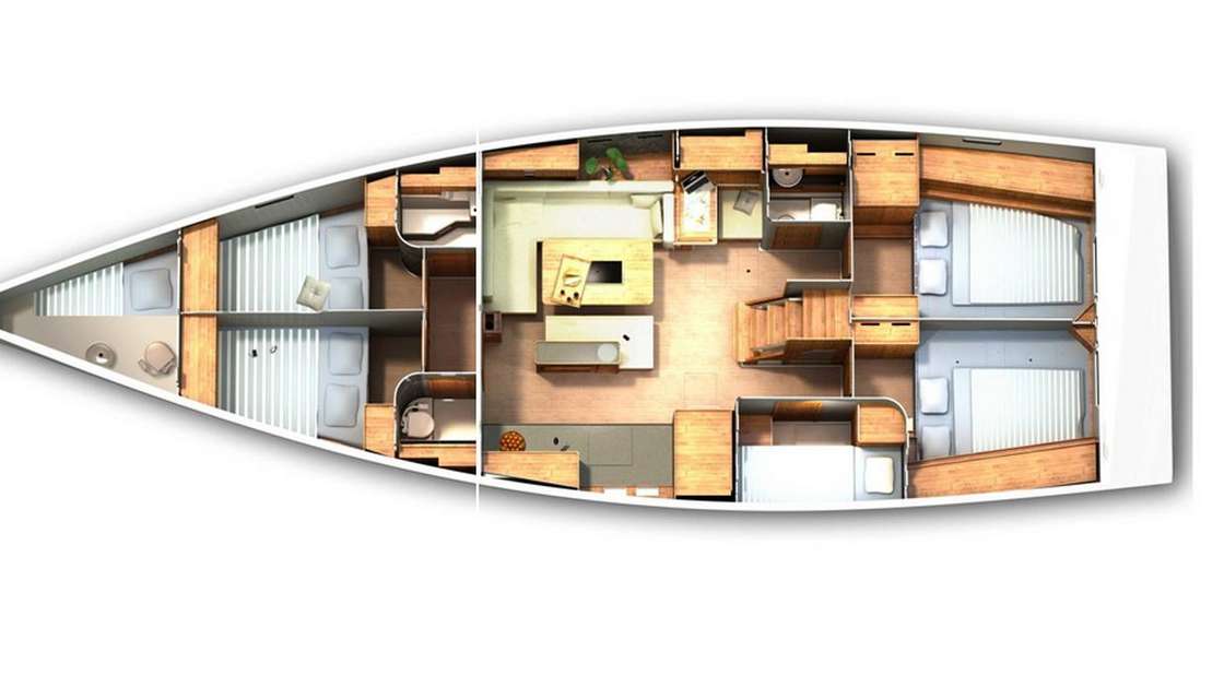 Distribución del barco Hanse 505
