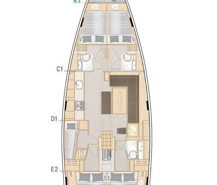 Layout of the boat Hanse 508