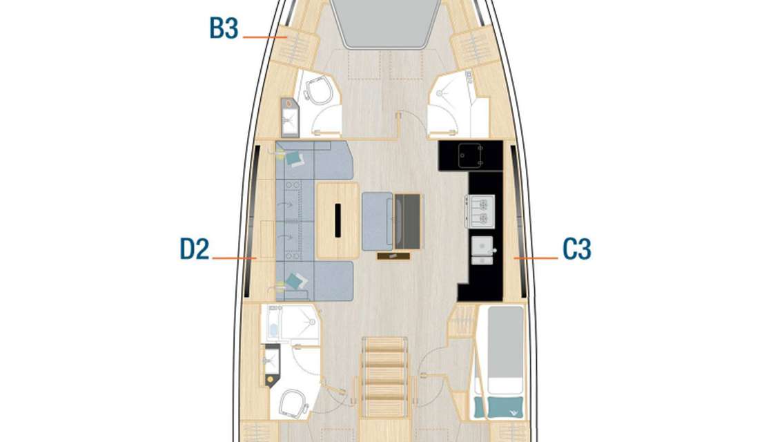 Distribución del barco Hanse 510