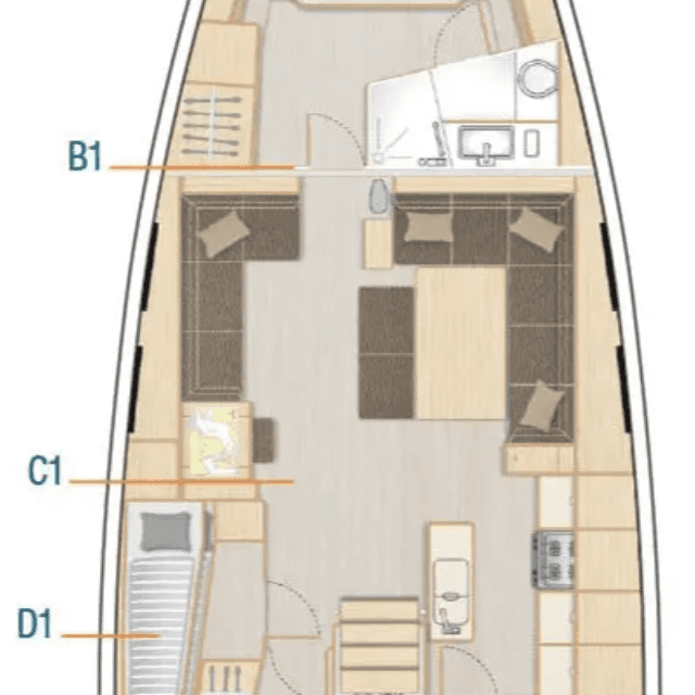 Layout of the boat Hanse 548