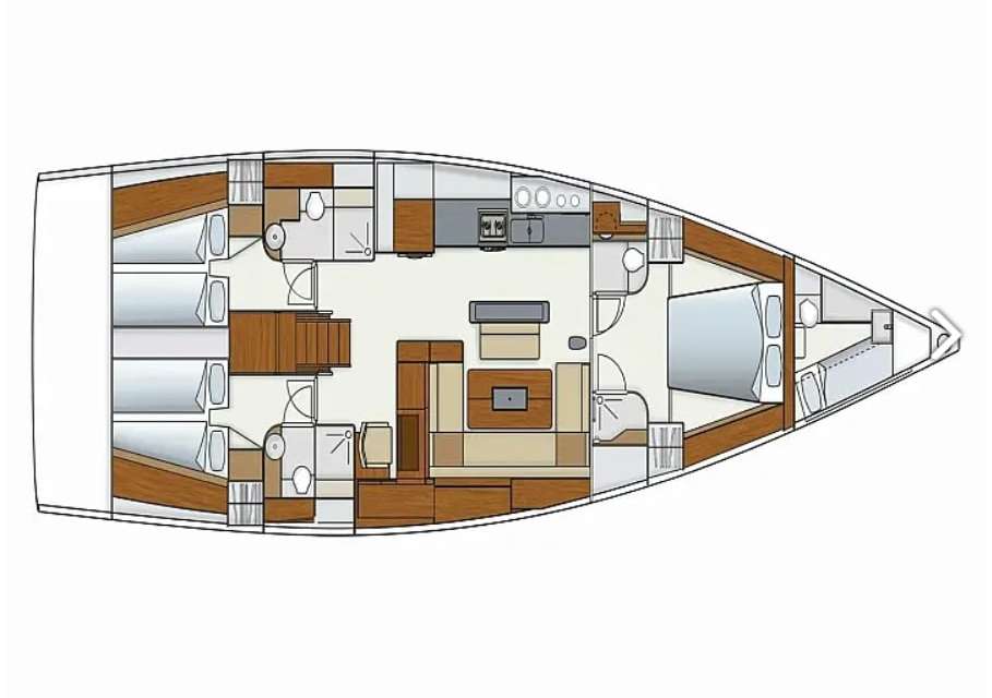 Distribución del barco Hanse 575