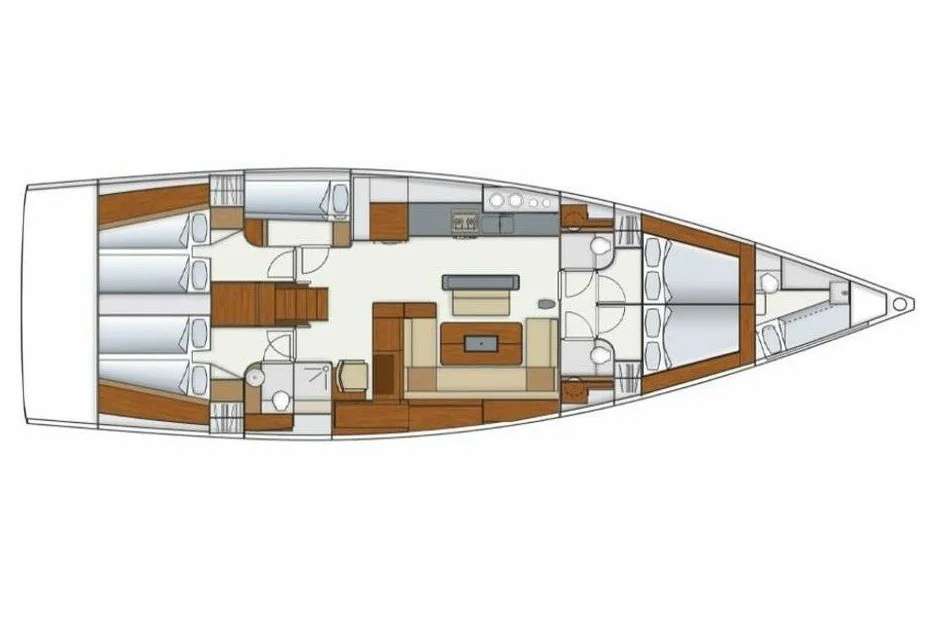 Distribución del barco Hanse 575