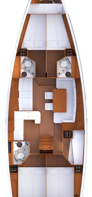 Distribución del barco Jeanneau 53