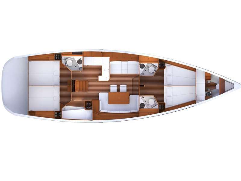 Layout of the boat Jeanneau 53