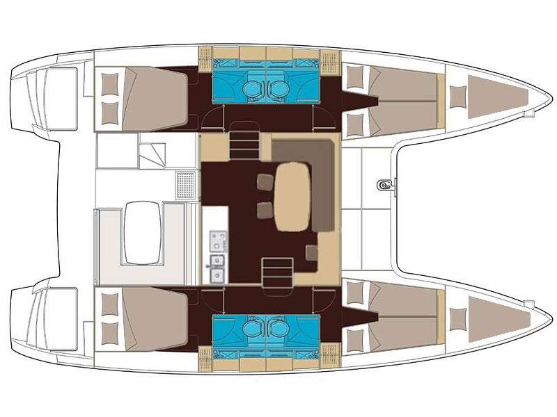 Layout of the boat Lagoon 400 S2