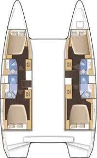Layout of the boat Lagoon 42