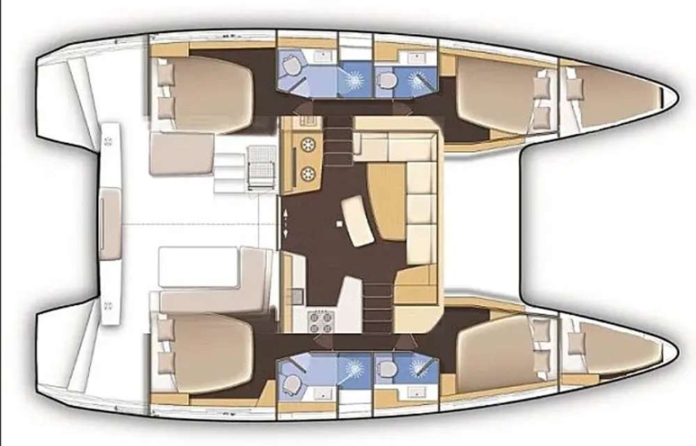 Layout of the boat Lagoon 42