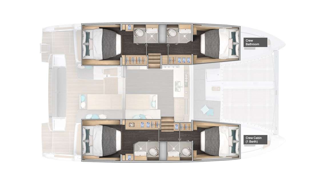 Layout of the boat Lagoon 43