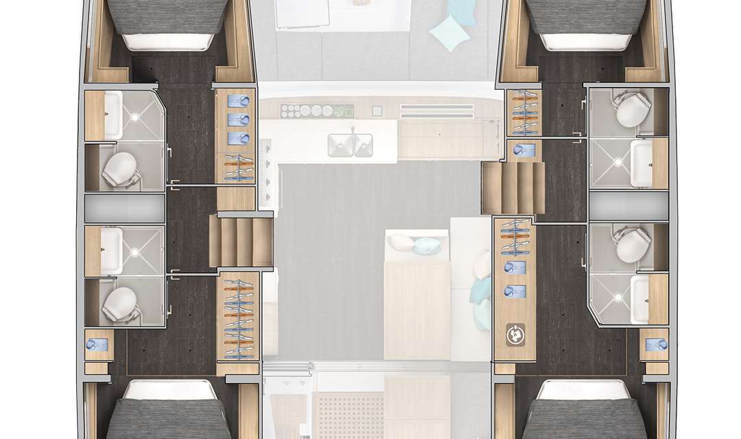 Layout of the boat Lagoon 43