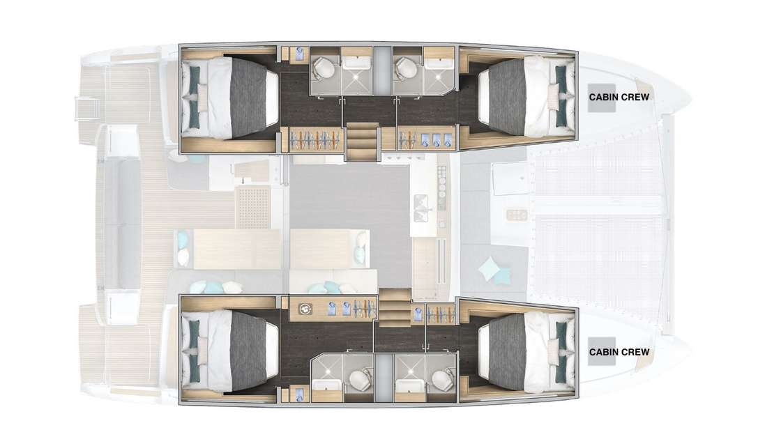 Layout of the boat Lagoon 43