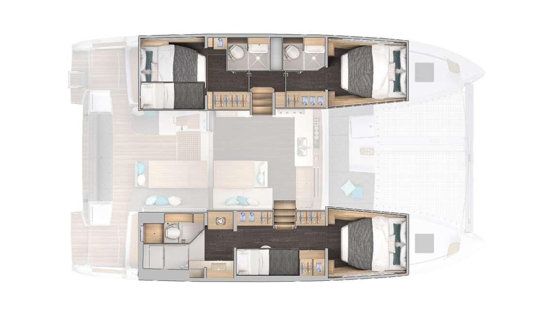 Layout of the boat Lagoon 43