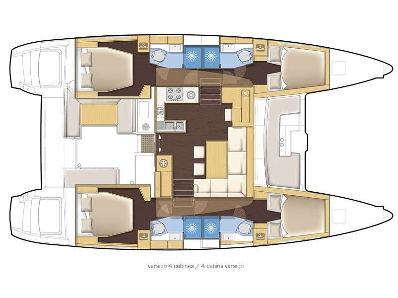 Layout of the boat Lagoon 450 F