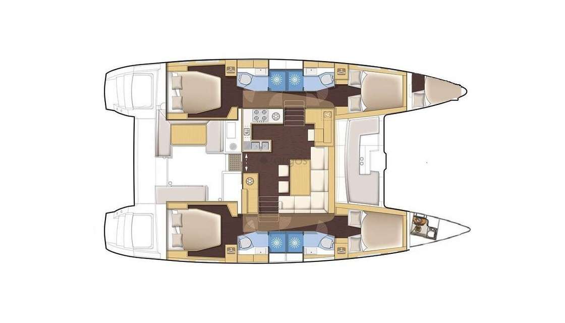 Layout of the boat Lagoon 450 F