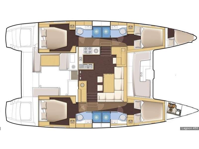 Layout of the boat Lagoon 450 F