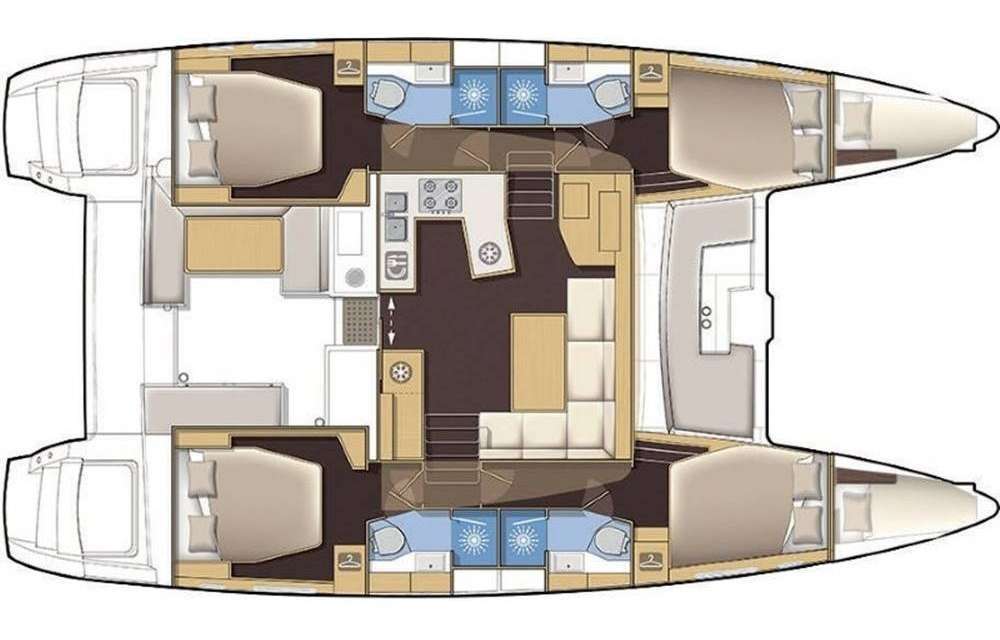 Layout of the boat Lagoon 450 F