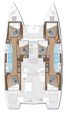 Layout of the boat Lagoon 50