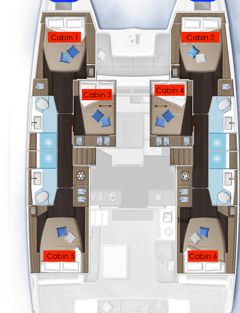Layout of the boat Lagoon 51