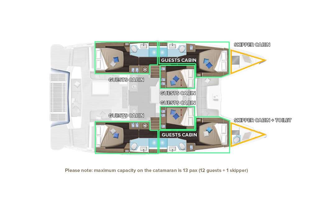 Distribución del barco Lagoon 51