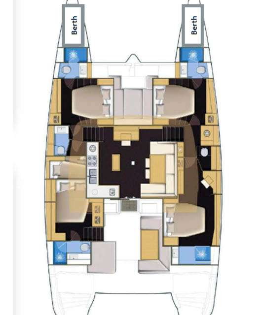 Layout of the boat Lagoon 52 Fly