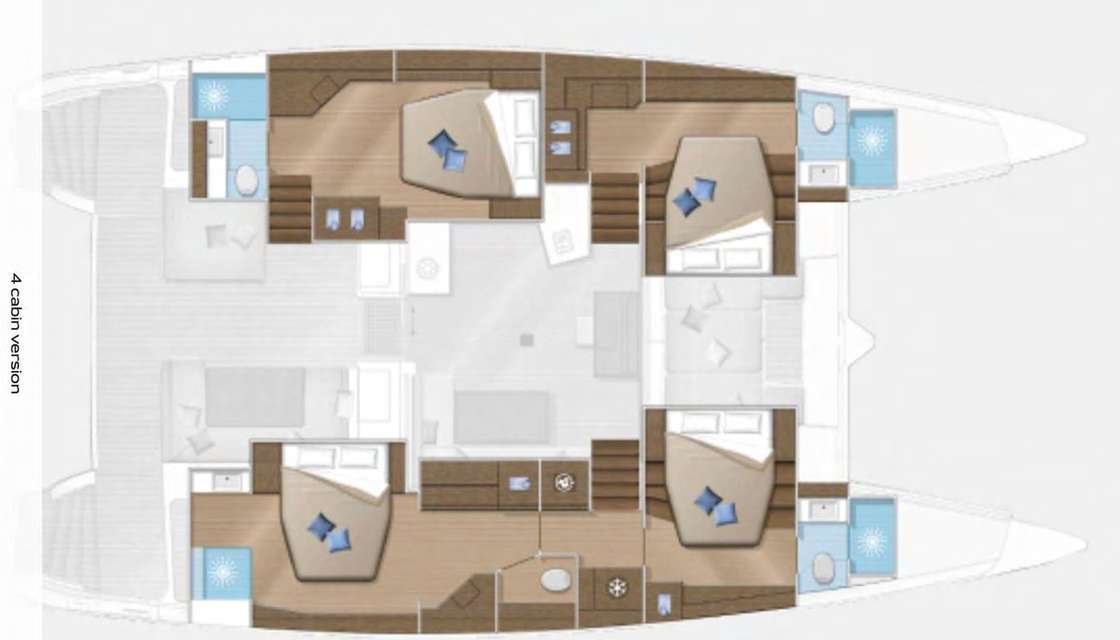 Layout of the boat Lagoon 52 Fly