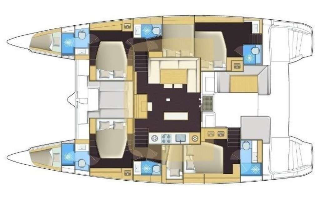 Layout of the boat Lagoon 52 Fly