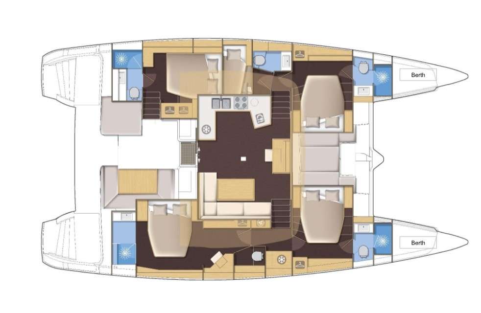 Distribución del barco Lagoon 52 Fly
