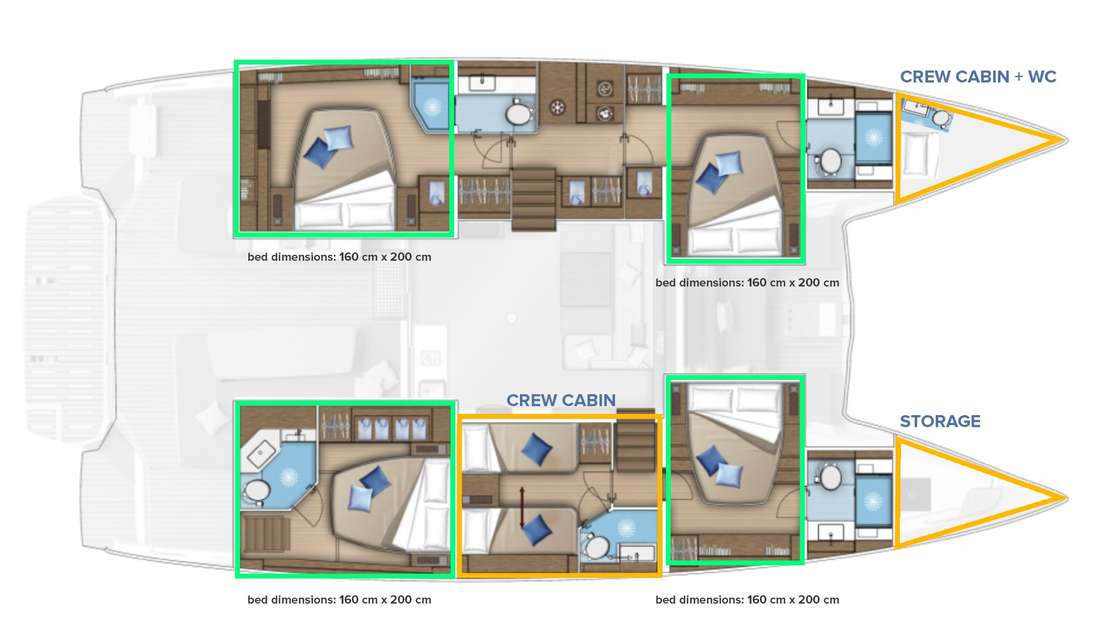 Layout of the boat Lagoon 55