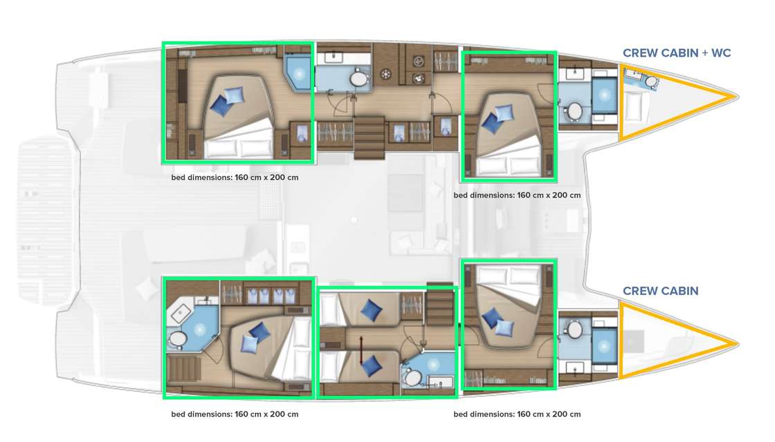 Layout of the boat Lagoon 55
