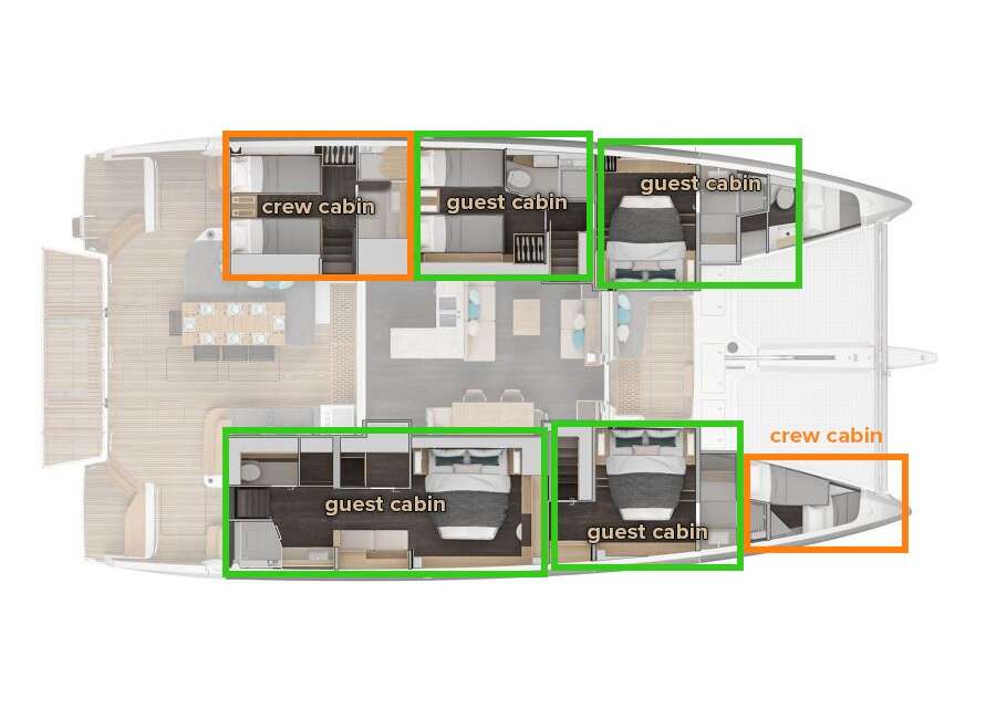 Layout of the boat Lagoon 60