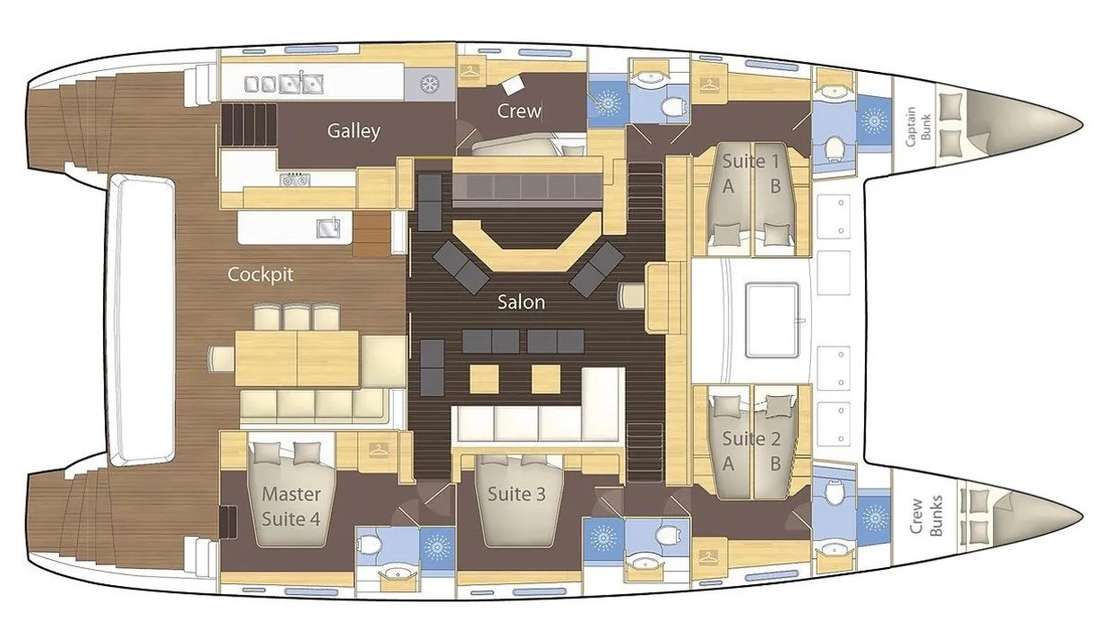 Distribución del barco Lagoon 620