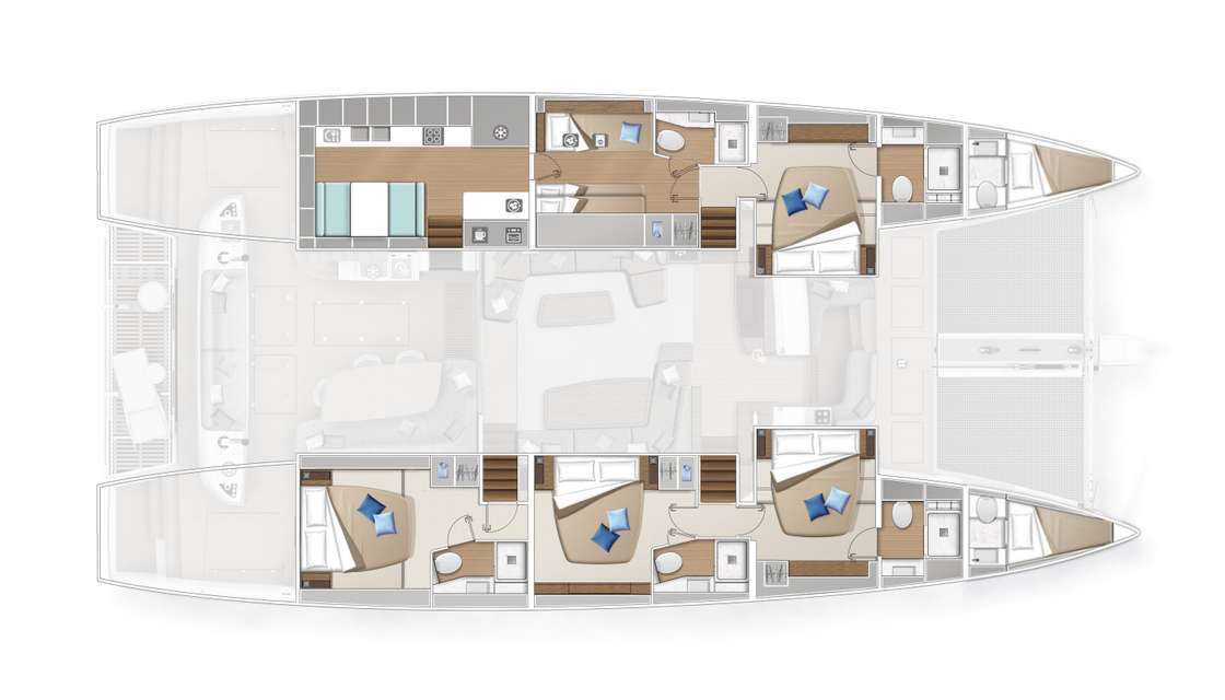 Layout of the boat Lagoon Sixty 5