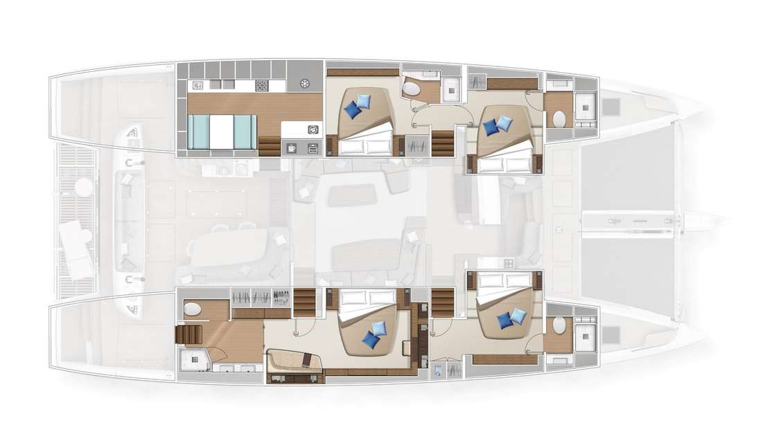 Layout of the boat Lagoon Sixty 5