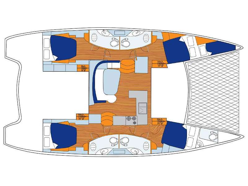 Distribución del barco Leopard 45