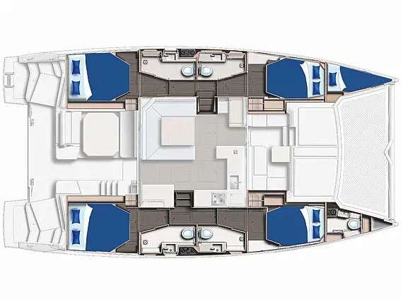 Distribución del barco Leopard 45